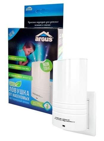 Ловушка Эко Аргус (светодиодный ночник) с клеевой вставкой (пластиной) от коморов 44196
