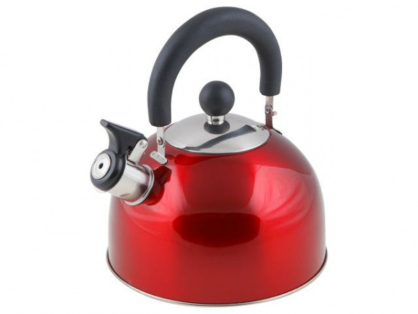 Чайник со свистком, нержавеющая сталь, 2.15 л, серия Holiday, красный металлик 52-021515