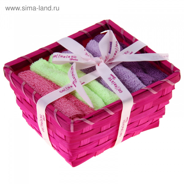 Набор полотенец в корзинке "Collorista" Violet 30х30шт 4шт 909398