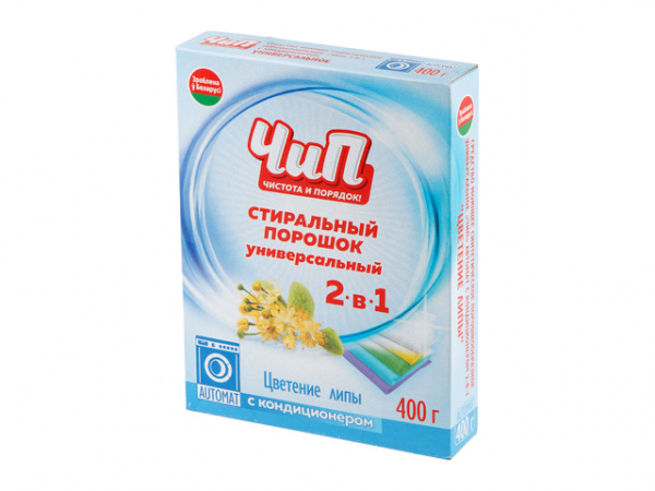 Стиральный порошок "ЧиП" автомат 2-в-1 универсальный с кондиционером "Цветение липы"400г (415-311)
