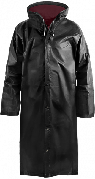 Дождевик-плащ на кнопках, ПВХ, черный, Сверхпрочный 