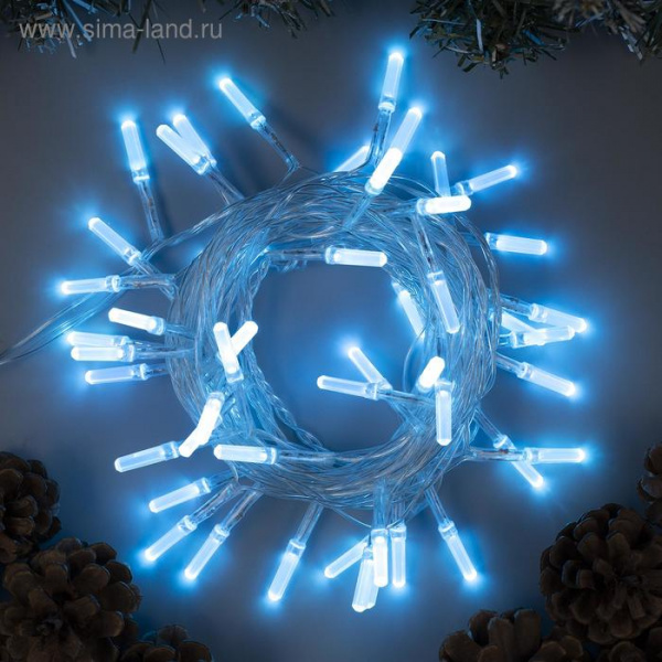 Гирлянда «Нить» 5 м «Хрусталики»,свечение аквамарин, 8 режимов, 220 В /3590718