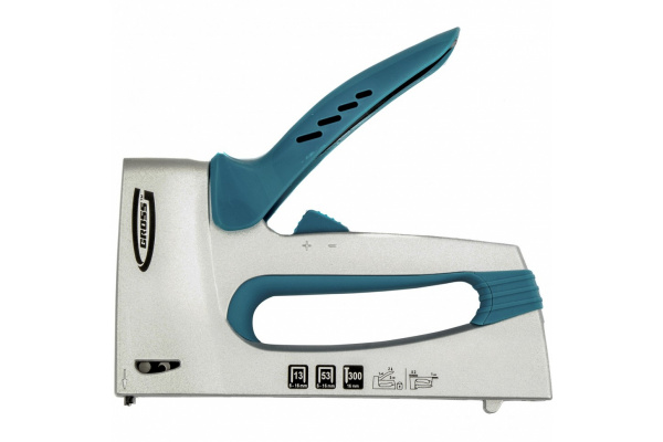 Степлер мебельный, алюминиевый корпус, регулировка удара,  скобы: 13, 53, 300, 6-16 мм Gross/41002