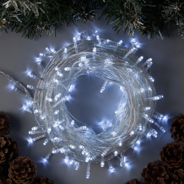 Гирлянда «Нить» 20 м, прозрачная нить,свечение белое, 8 режимов, 220 В /3556804