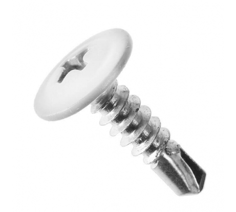 Саморез 4,2х16 оцинкованный пресс-шайба ярко-белый RAL9003 (сверло)