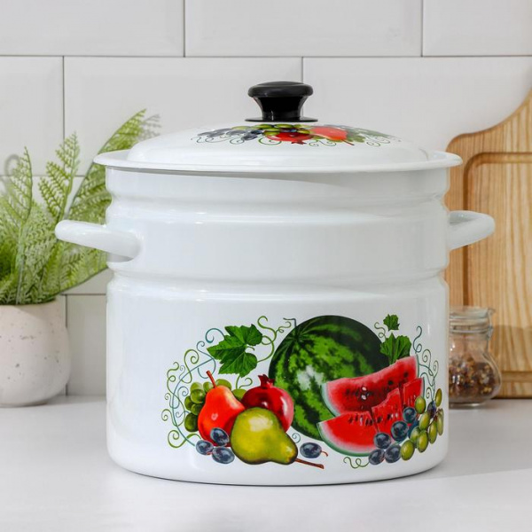 Кастрюля эмалированная цилиндрическая, 10 л, деколь МИКС /4842615