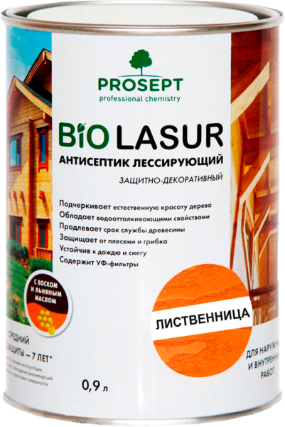 PROSEPT BIO LASUR - антисептик лессирующий защитно-декоративный; Лиственница 0,9л