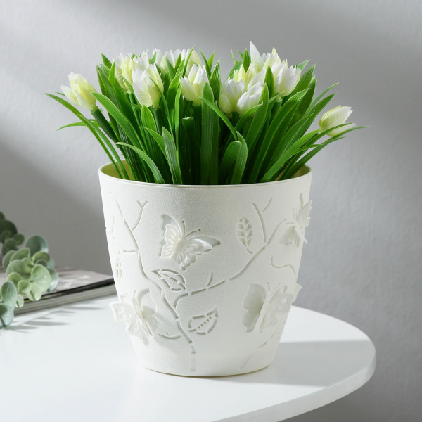 Кашпо со вставкой Lucky Friday Boho, 1,4 л, d=14,5 см , цвет песочно-белый /7336891