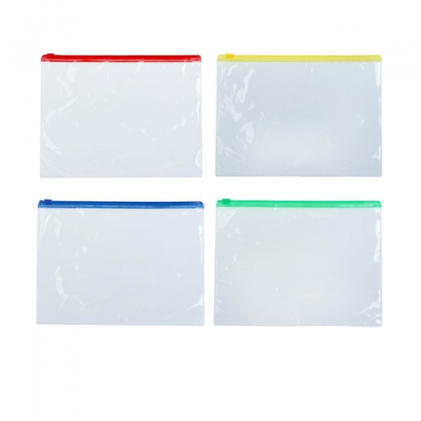 Папка-конверт на ZIP-молнии Calligrata А5, 120 мкм, прозрачная, МИКС /548616