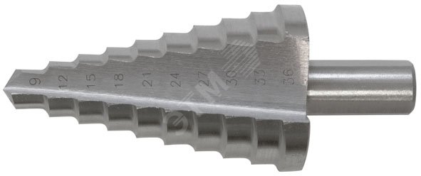 Сверло ступенчатое HSS по металлу, 13 ступеней (6-30мм) /36398