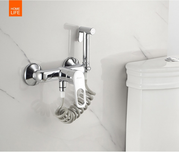 Смеситель настенный с гигиеническим душем, латунь, Accoona