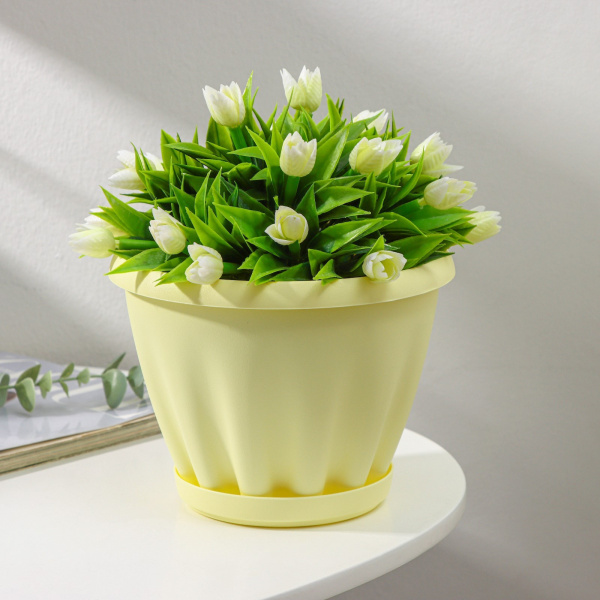 Горшок для цветов с поддоном «Знатный», 2 л, d=18 см, цвет жёлтый/9243601