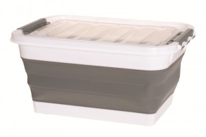 CELLTIX Таз складной 10л., с крышкой, силикон (контейнер) бело-серый, E1M/743268