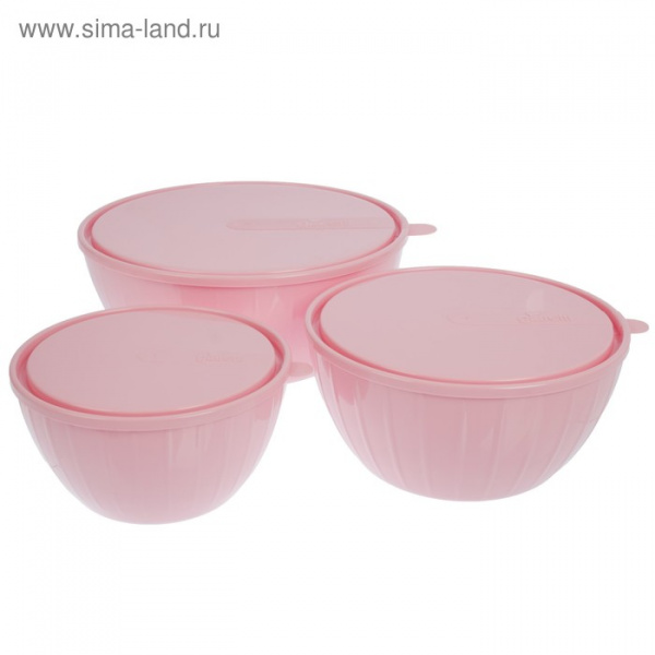 Набор салатников с крышками 5+2,8+1,7 л "Bono" цвет микс 1882885