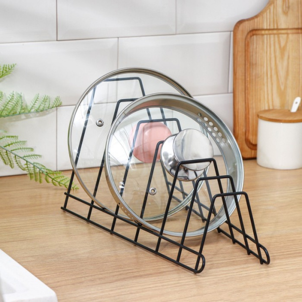 Подставка под крышки, 16×18×34 см, цвет чёрный /9411043