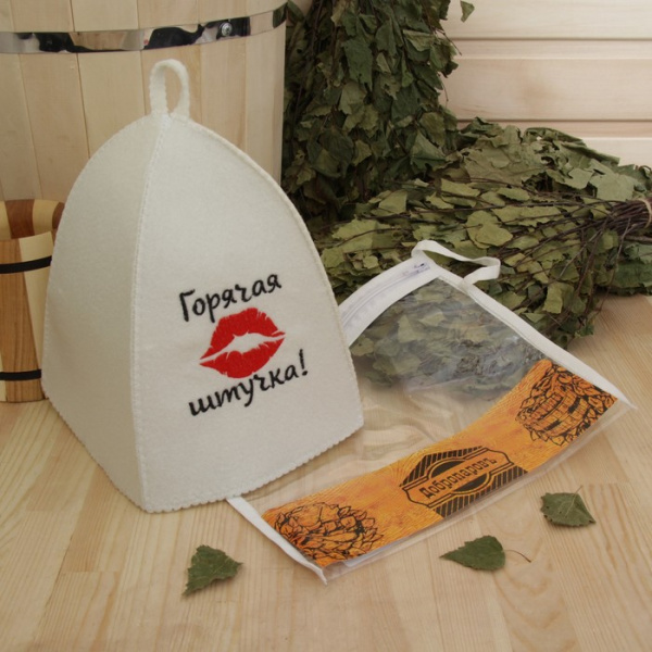 Шапка банная в косметичке "Горячая штучка" белая/3608073