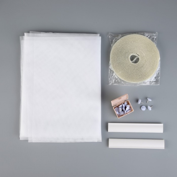 Сетка москитная с крепежом и ПВХ профилями для дверных проемов, 1,5×2,1 м, цв. белый /9622892