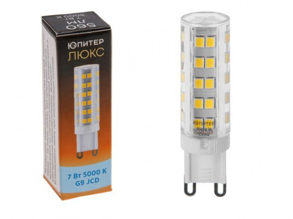 Лампа светодиодная JCD 7 Вт 230В G9 5000К ЮПИТЕР ЛЮКС (JP5101-54)