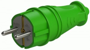 Вилка прямая каучук 2P+PE 1х16А 220-240v IP44 зеленый 4501 (Турция)