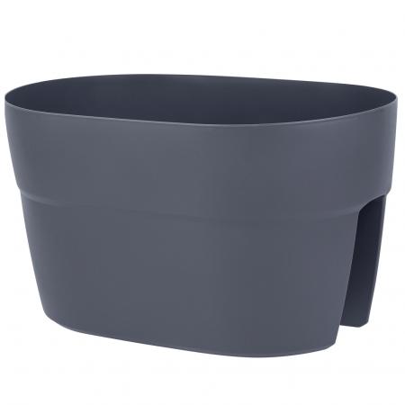 Ящик балконный на перила InGreen Villa de Fiori, двусторонний,40см,12л,фиксаторы,вулканический серый