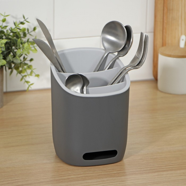 Подставка для столовых приборов «ИЗЛИ», 25×14,5×19 см, цвет графитовый/ 9541908