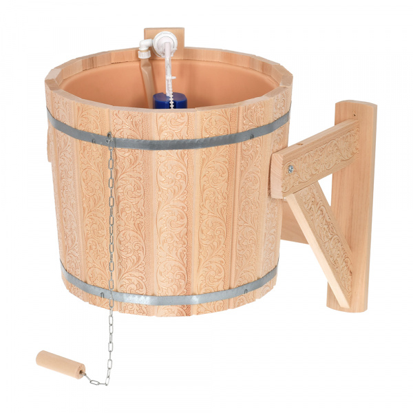 Русский душ 16 л, обливное устр-во c пласт. вставкой и наливным клапаном, с орнаментом "Цветы", липа