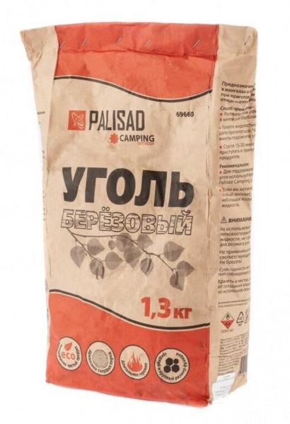 Уголь березовый 1,3 кг, Россия Camping//Palisad/ 69660