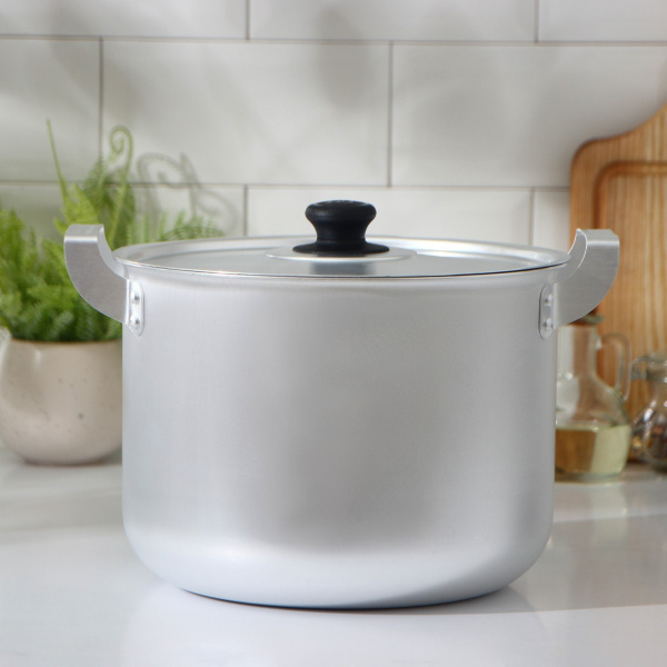 Кастрюля, 8 л, металл.крышка, цв. хром. /1466021