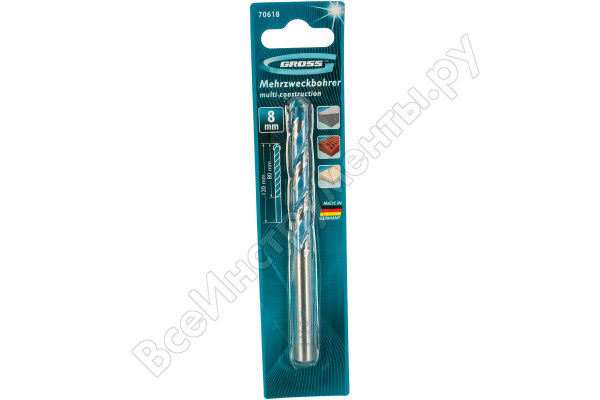 Сверло по бетону GROSS 8мм/70618