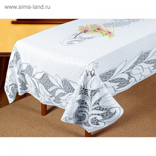 Скатерть жаккардовая, р-р 120х165см, цв. белый 2095   2335811