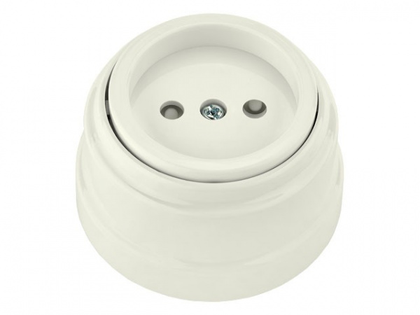 Розетка 1-ая (открытая, б/з, з/ш) бежевая, Ретро, BYLECTRICA (РА16-0205беж)