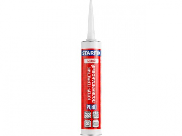 Клей-герметик полиуретановый PU40 STARFIX, белый 300 мл (SM-85136-1)