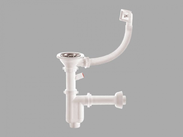 Сифон для кухни с чашкой 3 1/2", с переливом, BAKIMAY (0402004013)