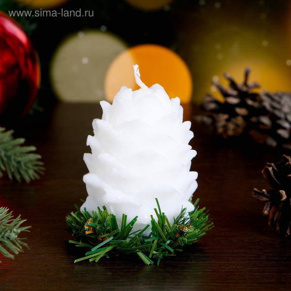 Свеча новогодняя "Снежная шишка" /155796