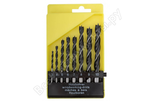 Набор сверл по дереву  8 шт.(3-4-5-6-7-8-9-10 мм)/36108