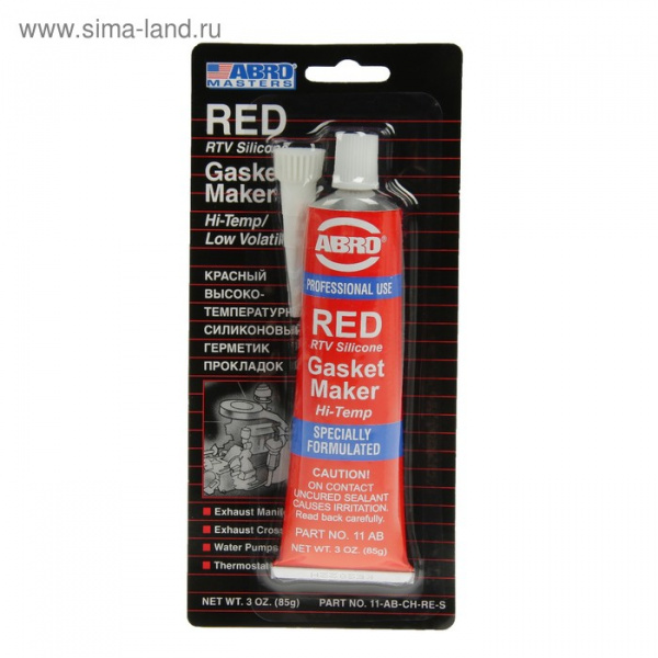 Герметик прокладок ABRO MASTERS красный, силиконовый, высокотемпературный, 85 г, 11-AB-CH-RE-S/