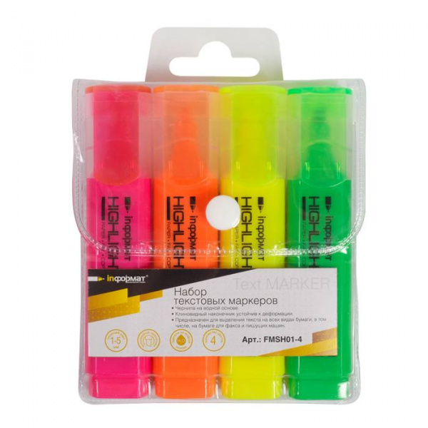 Набор текстовых маркеров INFORMAT TEXT 1—5 мм, 4 цвета, скошенный /068052