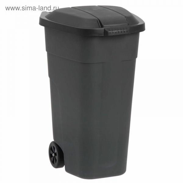 Мусорный бак с крышкой на колесах 110л серый 1659914