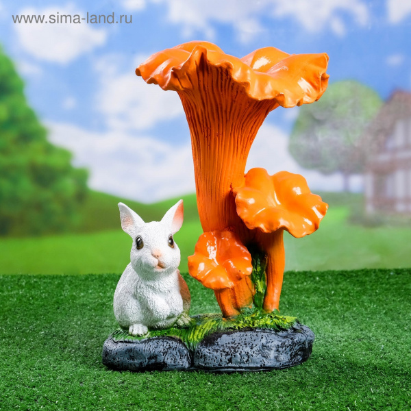 Садовая фигура "Гриб лисичка с зайчиком" 27х28х34см /1126877