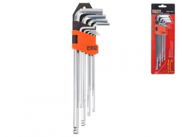 Набор ключей шестигранн. 1,5-10мм 9шт экстрадлинн. с шар. PRO STARTUL (PRO-4091)