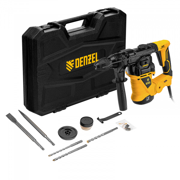 Перфоратор электрический RHV-1250-30, SDS-plus, 1250 Вт, 5 Дж, 3 плюс 1 режим Denzel/26612