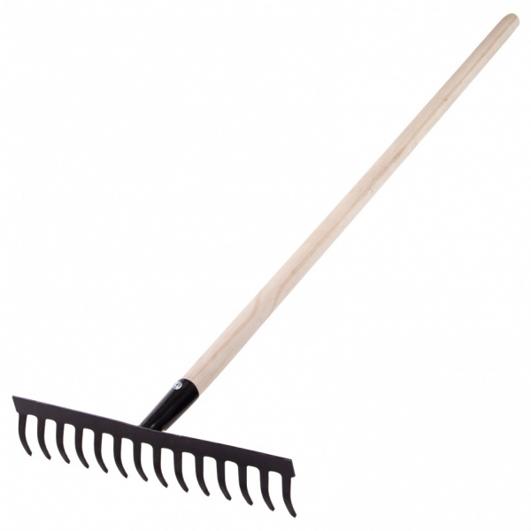 Грабли стальные, 360 х 1300 мм, 14 прямых зубьев, деревянный черенок, Россия, Сибртех/61742