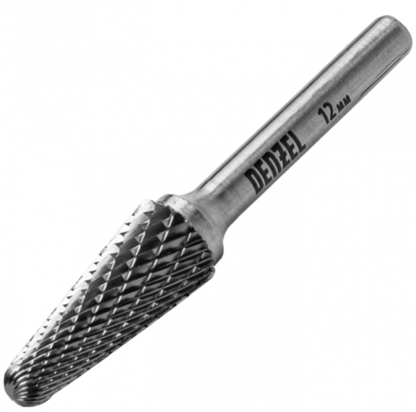 Борфреза по металлу твердосплавная, коническая закругленная, тип-L, 12 мм// Denzel /72071