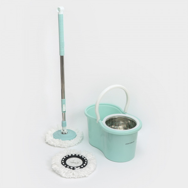 Набор для уборки: ведро с металлич. центрифугой, швабра, доп. насадка, цв. МИКС /140362 