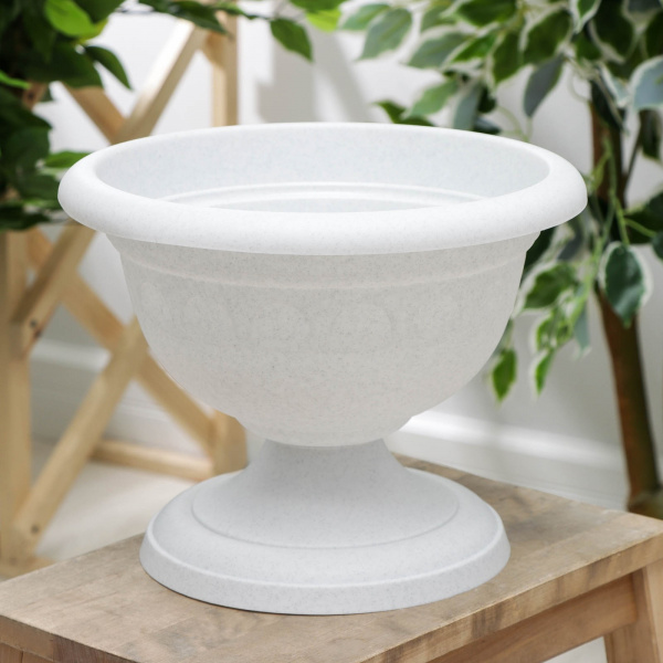 Кашпо уличное на ножке низкий «Колывань», 5,3 л, цвет мраморный/1159850