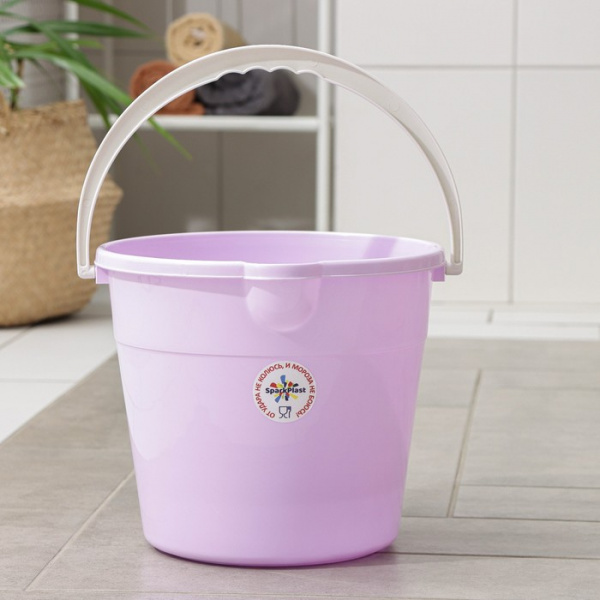 Ведро со сливом круглое, 10 л, d=28 см, h=24 см, цвет сиреневый/9171011