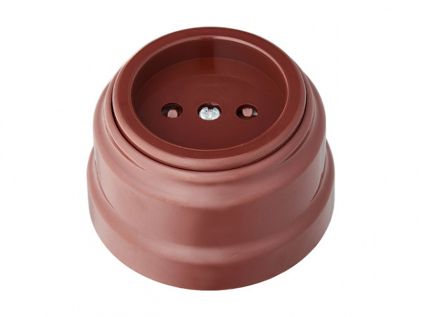 Розетка 1-ая (открытая, б/з, з/ш) коричневая, Ретро, BYLECTRICA (РА16-0205кор)