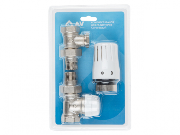 Комплект кранов для радиаторов 1/2" прямой (с термоголовкой) AV Engineering (AVE144212)