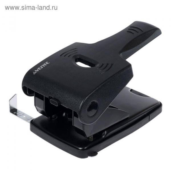 Дырокол на 65 листов, пластиковый, deVENTE Stripe, с линейкой, усиленный корпус, чёрный/5114313