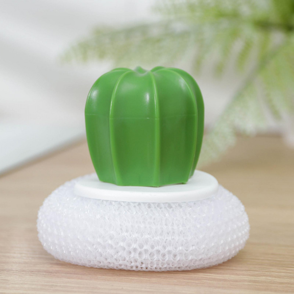 Щётка для мытья посуды «Кактус», пластиковая губка, 7х7х8 см /7000521